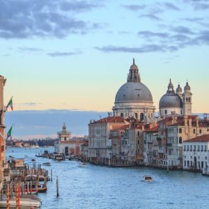 Venice Italy canal with gondolas and historic architecture